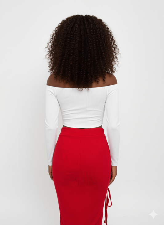 Crimson Z-Line Ribbed Top