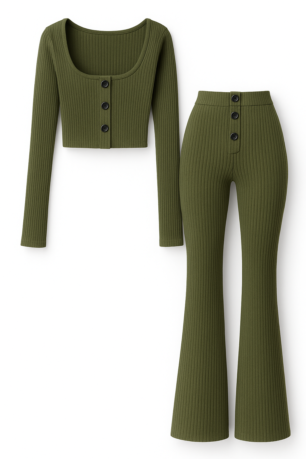 Ribbed Button Co-Ord