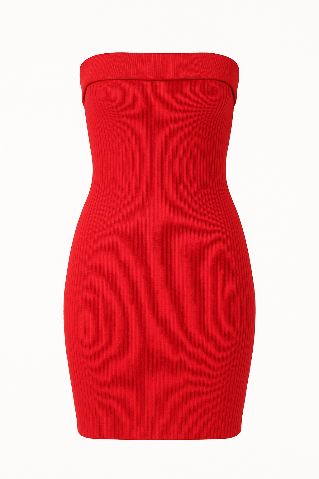 Strapless Ribbed Mini-Dress